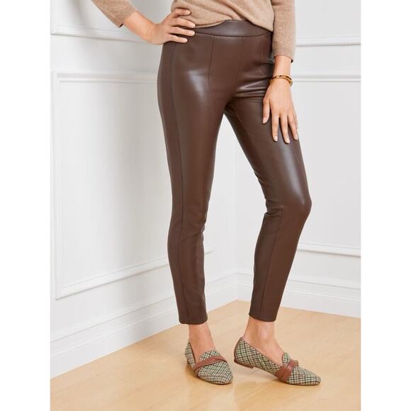 Talbots Pants - Talbots Women’s Portland Faux Leather Leggings Brown Size 10 NWT